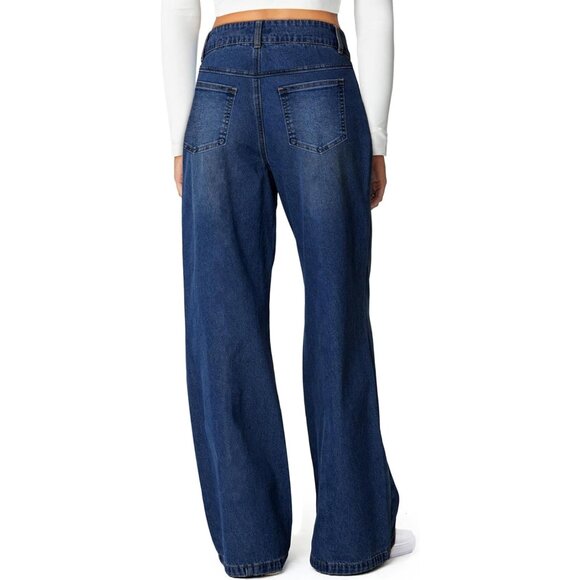 Women's Wide Leg Jeans High Waisted Straight Tummy Control Casual Pants - Picture 2 of 6